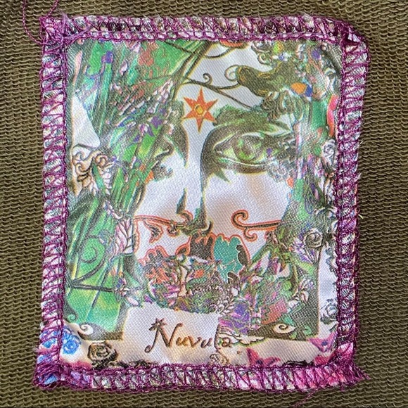 Nuvula Sweatshirt Illustrated Graphic Womens Size M Olive Green Artsy Full Zip - Picture 14 of 16